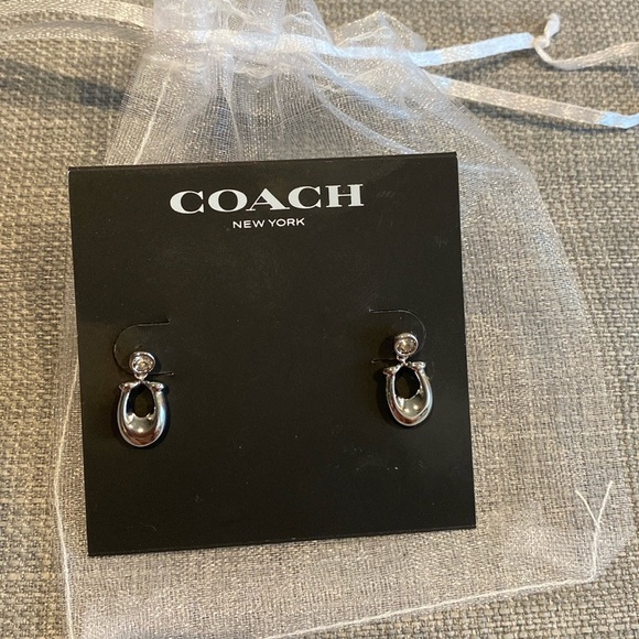 NWT Coach Faceted Crystal Signature Drop Earrings - Picture 4 of 7